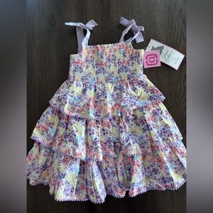 BRAND NEW Rare Editions 5T Lavender Floral Smocked Sundress